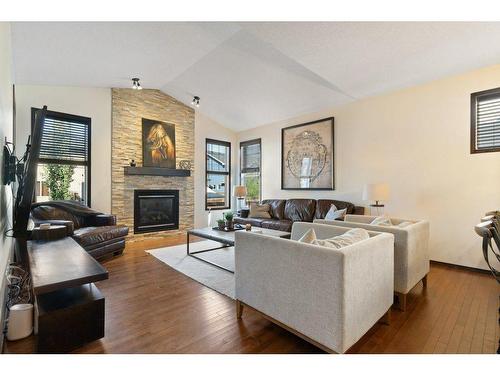 35 Brightonwoods Grove Se, Calgary, AB - Indoor Photo Showing Living Room With Fireplace