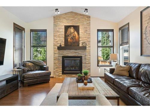 35 Brightonwoods Grove Se, Calgary, AB - Indoor Photo Showing Living Room With Fireplace