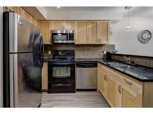 104-201 Muskrat Street, Banff, AB - Indoor Photo Showing Kitchen With Double Sink