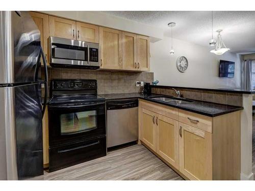 104-201 Muskrat Street, Banff, AB - Indoor Photo Showing Kitchen With Double Sink