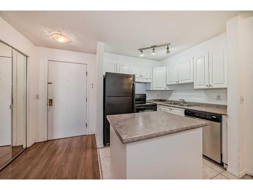 217-4000 Somervale Court Sw, Calgary, AB - Indoor Photo Showing Kitchen With Double Sink