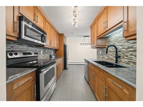 101-1513 26 Avenue Sw, Calgary, AB - Indoor Photo Showing Kitchen With Stainless Steel Kitchen With Double Sink With Upgraded Kitchen