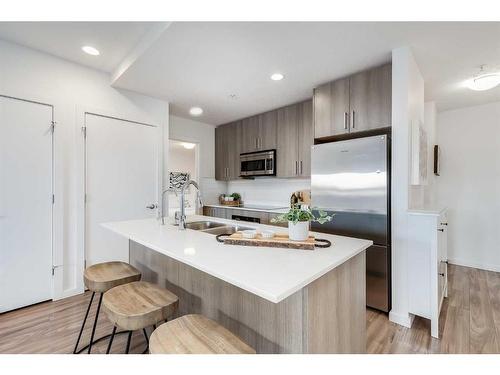 101-1629 38 Street Sw, Calgary, AB - Indoor Photo Showing Kitchen With Stainless Steel Kitchen With Double Sink