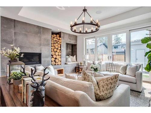 2005 48 Avenue Sw, Calgary, AB - Indoor Photo Showing Living Room With Fireplace