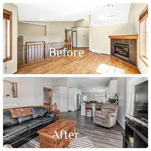 134 Bow Ridge Court, Cochrane, AB - Indoor Photo Showing Living Room With Fireplace