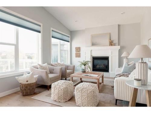 32 Walden Place Se, Calgary, AB - Indoor Photo Showing Living Room With Fireplace