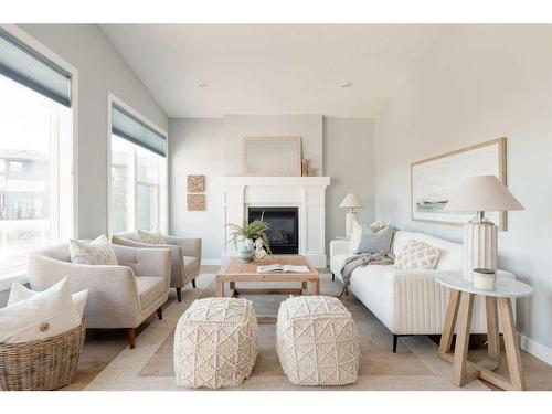 32 Walden Place Se, Calgary, AB - Indoor Photo Showing Living Room With Fireplace