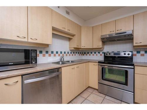 206-804 3 Avenue Sw, Calgary, AB - Indoor Photo Showing Kitchen With Stainless Steel Kitchen With Double Sink