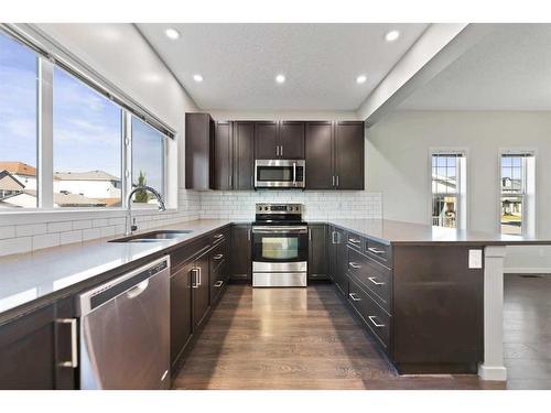 80 Copperpond Parade Se, Calgary, AB - Indoor Photo Showing Kitchen With Stainless Steel Kitchen With Double Sink With Upgraded Kitchen