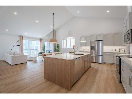 1372 Scarlett Ranch Boulevard, Carstairs, AB - Indoor Photo Showing Kitchen With Stainless Steel Kitchen