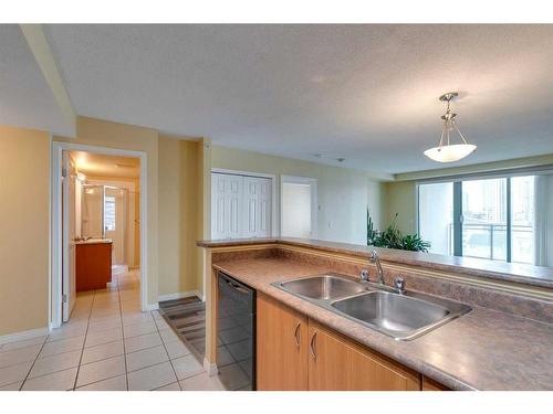 907-1121 6 Avenue Sw, Calgary, AB - Indoor Photo Showing Kitchen With Double Sink