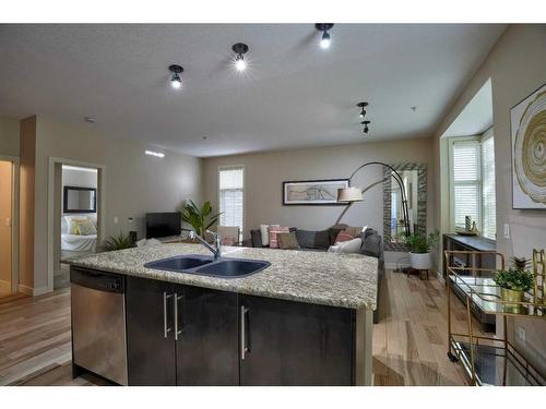 202-2307 14 Street Sw, Calgary, AB - Indoor Photo Showing Kitchen With Double Sink