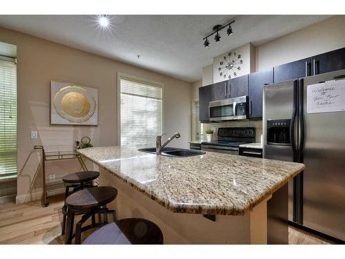 202-2307 14 Street Sw, Calgary, AB - Indoor Photo Showing Kitchen With Double Sink