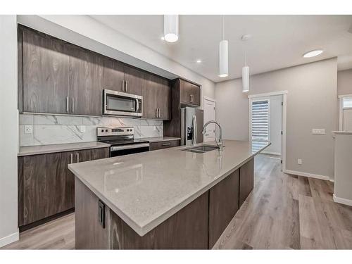 1108 Mahogany Boulevard Se, Calgary, AB - Indoor Photo Showing Kitchen With Stainless Steel Kitchen With Double Sink With Upgraded Kitchen