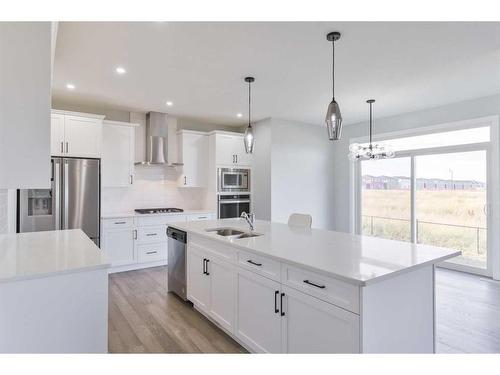 98 Waterford Road, Chestermere, AB - Indoor Photo Showing Kitchen With Double Sink With Upgraded Kitchen