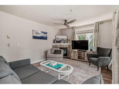 205-735 56 Avenue Sw, Calgary, AB - Indoor Photo Showing Living Room With Fireplace