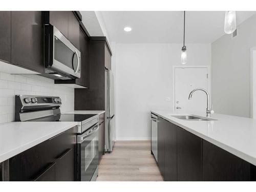 2407-42 Cranbrook Gardens Se, Calgary, AB - Indoor Photo Showing Kitchen With Stainless Steel Kitchen With Double Sink With Upgraded Kitchen