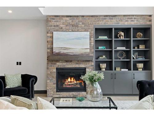 1514 22 Avenue Sw, Calgary, AB - Indoor Photo Showing Living Room With Fireplace