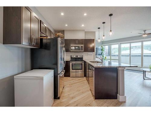 213-1899 45 Street Nw, Calgary, AB - Indoor Photo Showing Kitchen With Stainless Steel Kitchen