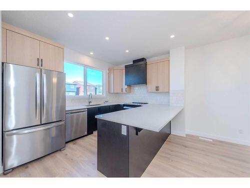 216 Corner Glen Avenue Ne, Calgary, AB - Indoor Photo Showing Kitchen With Stainless Steel Kitchen With Upgraded Kitchen