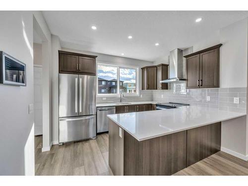 137 Corner Glen Way Ne, Calgary, AB - Indoor Photo Showing Kitchen With Stainless Steel Kitchen With Upgraded Kitchen