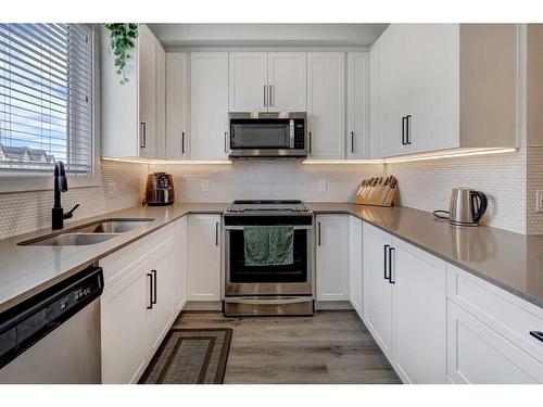 22 Evanscrest Park Nw, Calgary, AB - Indoor Photo Showing Kitchen With Double Sink