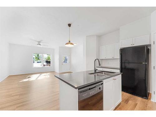 104-141 Panatella Landing Nw, Calgary, AB - Indoor Photo Showing Kitchen With Double Sink