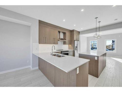 608 Dawson Drive, Chestermere, AB - Indoor Photo Showing Kitchen With Double Sink