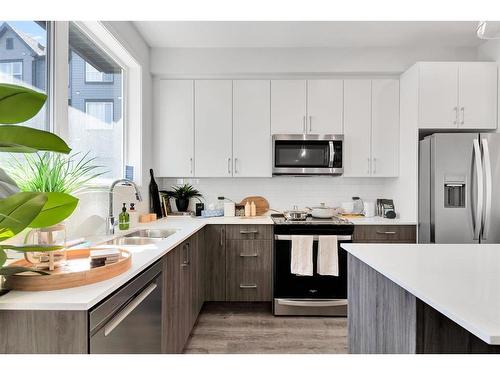 71 Evanscrest Common Nw, Calgary, AB - Indoor Photo Showing Kitchen With Stainless Steel Kitchen With Double Sink With Upgraded Kitchen