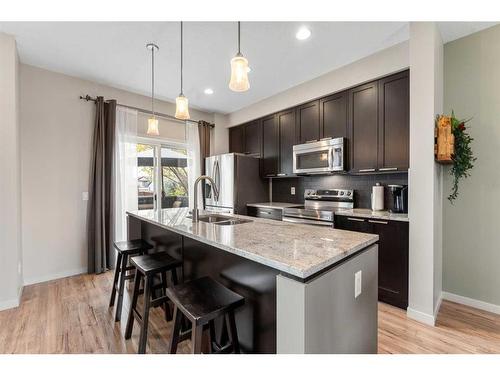 229 Copperpond Row Se, Calgary, AB - Indoor Photo Showing Kitchen With Stainless Steel Kitchen With Double Sink With Upgraded Kitchen