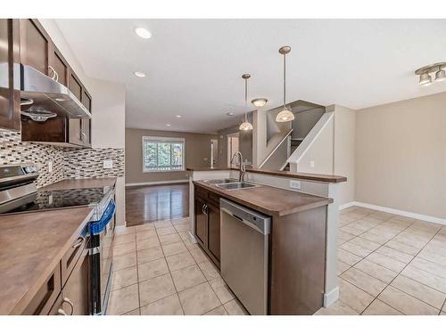 99 Panatella Park Nw, Calgary, AB - Indoor Photo Showing Kitchen With Double Sink With Upgraded Kitchen