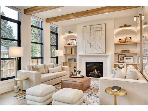 608 Willow Brook Drive Se, Calgary, AB - Indoor Photo Showing Living Room With Fireplace