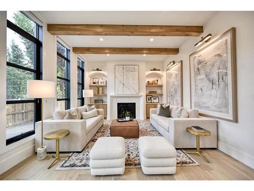 608 Willow Brook Drive Se, Calgary, AB - Indoor Photo Showing Living Room With Fireplace