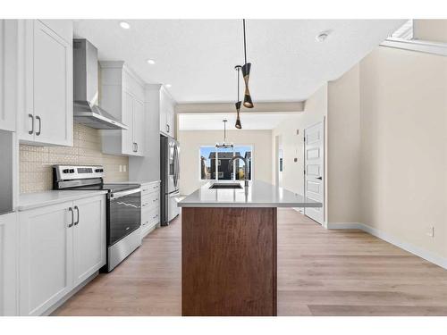 734 Bayview Hill Sw, Airdrie, AB - Indoor Photo Showing Kitchen With Stainless Steel Kitchen With Upgraded Kitchen