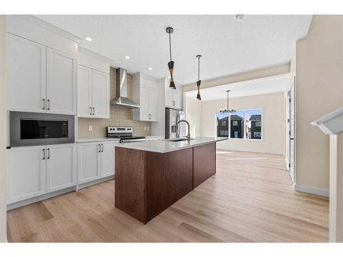 734 Bayview Hill Sw, Airdrie, AB - Indoor Photo Showing Kitchen With Upgraded Kitchen