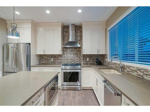 182 Mahogany Passage Se, Calgary, AB - Indoor Photo Showing Kitchen With Stainless Steel Kitchen With Double Sink With Upgraded Kitchen