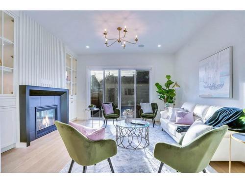 1429 43 Street Sw, Calgary, AB - Indoor Photo Showing Living Room With Fireplace