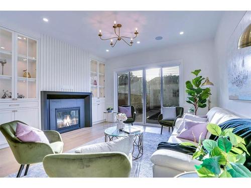 1429 43 Street Sw, Calgary, AB - Indoor Photo Showing Living Room With Fireplace