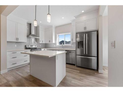 830 Bayview Terrace Sw, Airdrie, AB - Indoor Photo Showing Kitchen With Stainless Steel Kitchen With Upgraded Kitchen