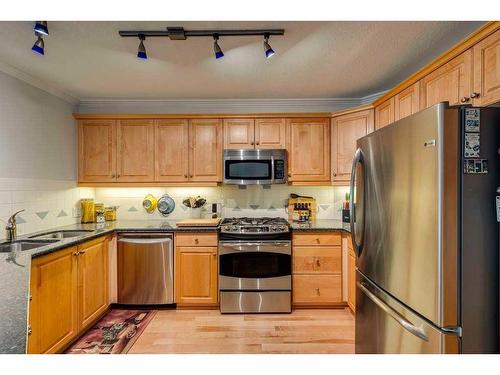 102-630 10 Street Nw, Calgary, AB - Indoor Photo Showing Kitchen With Double Sink