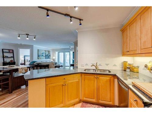 102-630 10 Street Nw, Calgary, AB - Indoor Photo Showing Kitchen With Double Sink