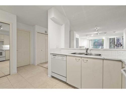 202-804 3 Avenue Sw, Calgary, AB - Indoor Photo Showing Kitchen With Double Sink