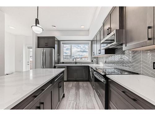 25 Silverton Glen Way Sw, Calgary, AB - Indoor Photo Showing Kitchen With Stainless Steel Kitchen With Upgraded Kitchen