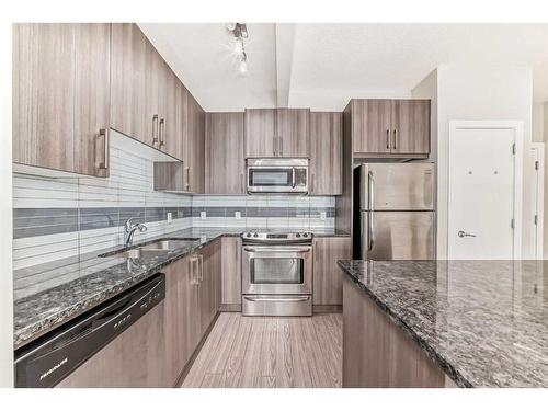 208-8 Sage Hill Terrace Nw, Calgary, AB - Indoor Photo Showing Kitchen With Stainless Steel Kitchen With Double Sink With Upgraded Kitchen