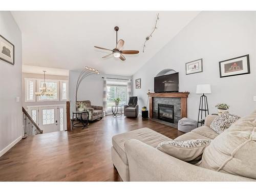 340 Parkview Estates, Strathmore, AB - Indoor Photo Showing Living Room With Fireplace