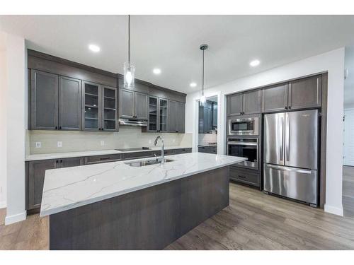 907 Corner Meadows Way Ne, Calgary, AB - Indoor Photo Showing Kitchen With Stainless Steel Kitchen With Upgraded Kitchen