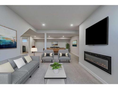 184 Huntchester Crescent Ne, Calgary, AB - Indoor Photo Showing Living Room With Fireplace