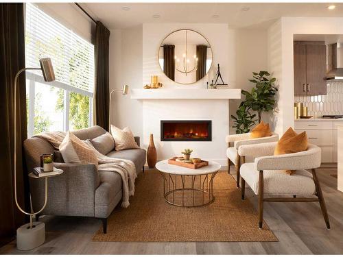 330 Magnolia Way Se, Calgary, AB - Indoor Photo Showing Living Room With Fireplace