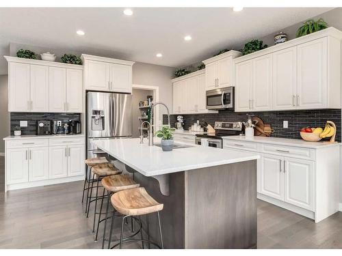 1029 Brightoncrest Common Se, Calgary, AB - Indoor Photo Showing Kitchen With Stainless Steel Kitchen With Upgraded Kitchen