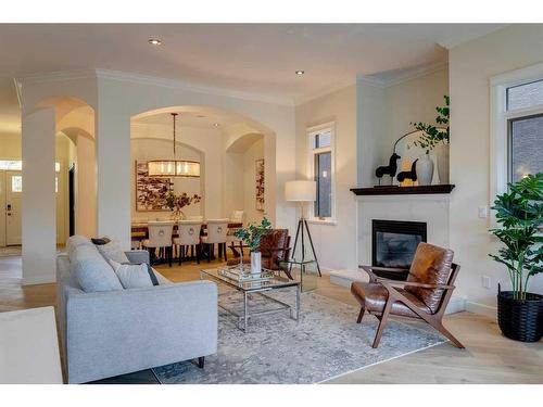 2407 27 Street Sw, Calgary, AB - Indoor Photo Showing Living Room With Fireplace